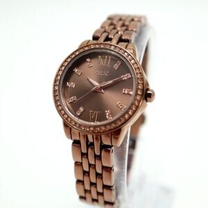 Relic by Fossil Womens Watch 27mm Brown Jewel Dial Metal Bracelet w New Battery